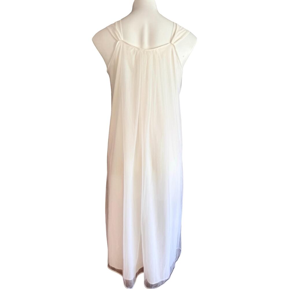 Vintage Jenne Marie Nylon Nightgown 1970s Pearl Button Empire Chiffon White S - Picture 7 of 12